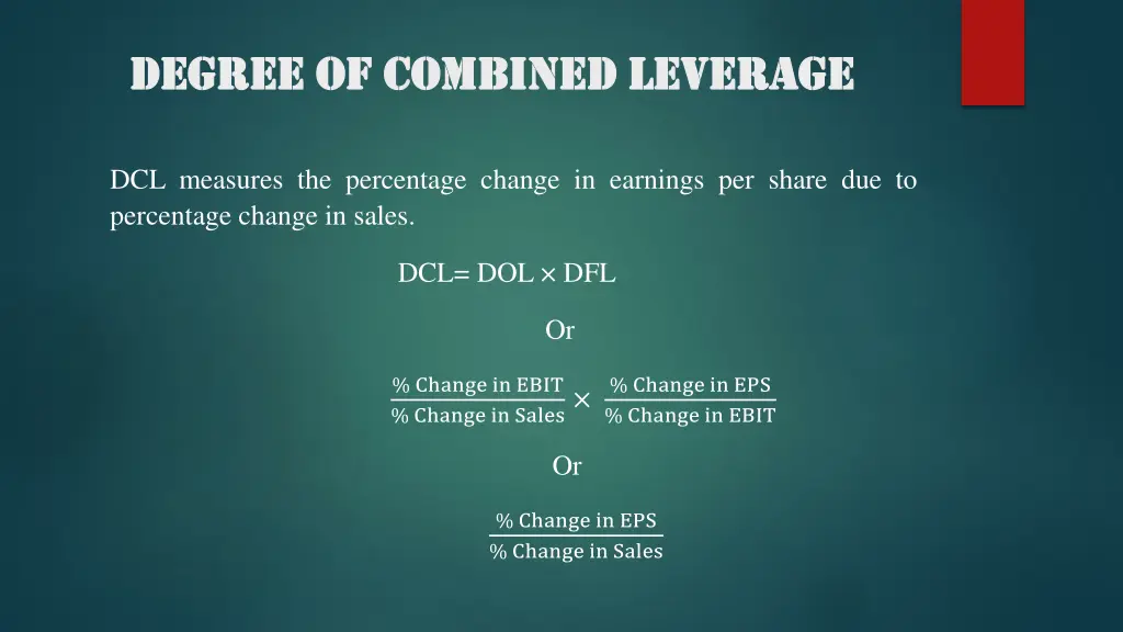 degree of combined leverage degree of combined