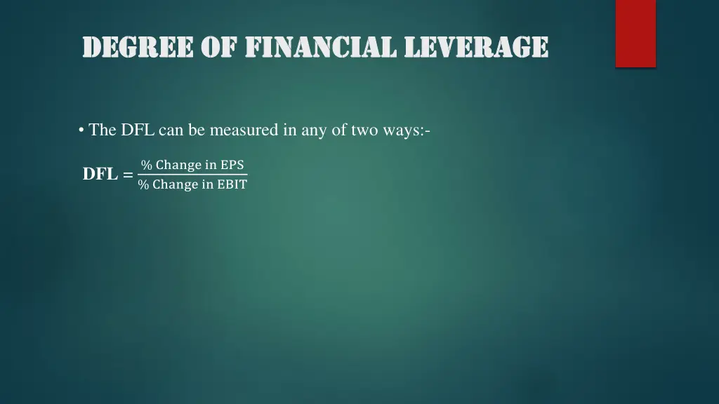 degree of financial leverage degree of financial