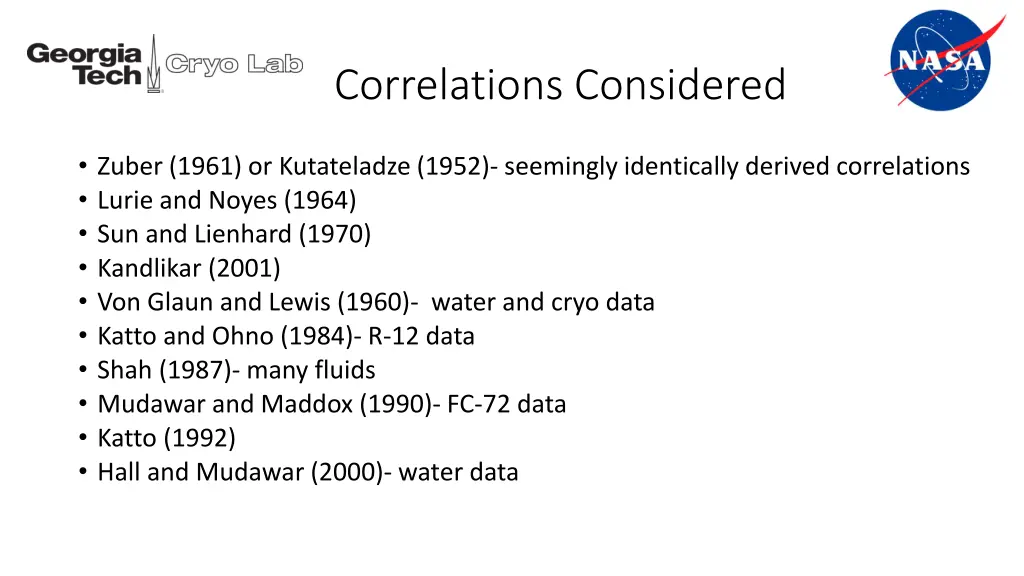 correlations considered