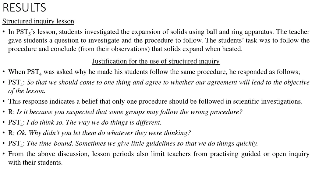 results structured inquiry lesson