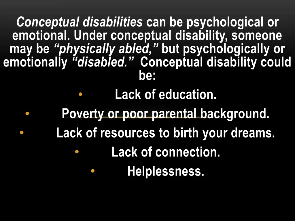 conceptual disabilities can be psychological