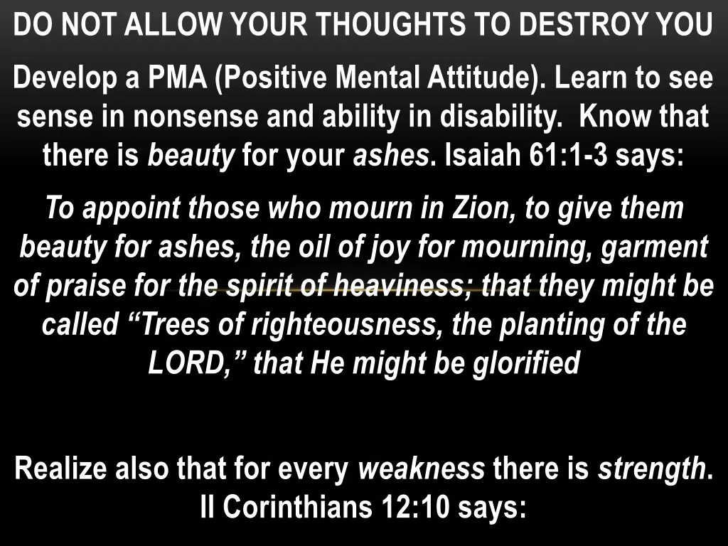 do not allow your thoughts to destroy you develop