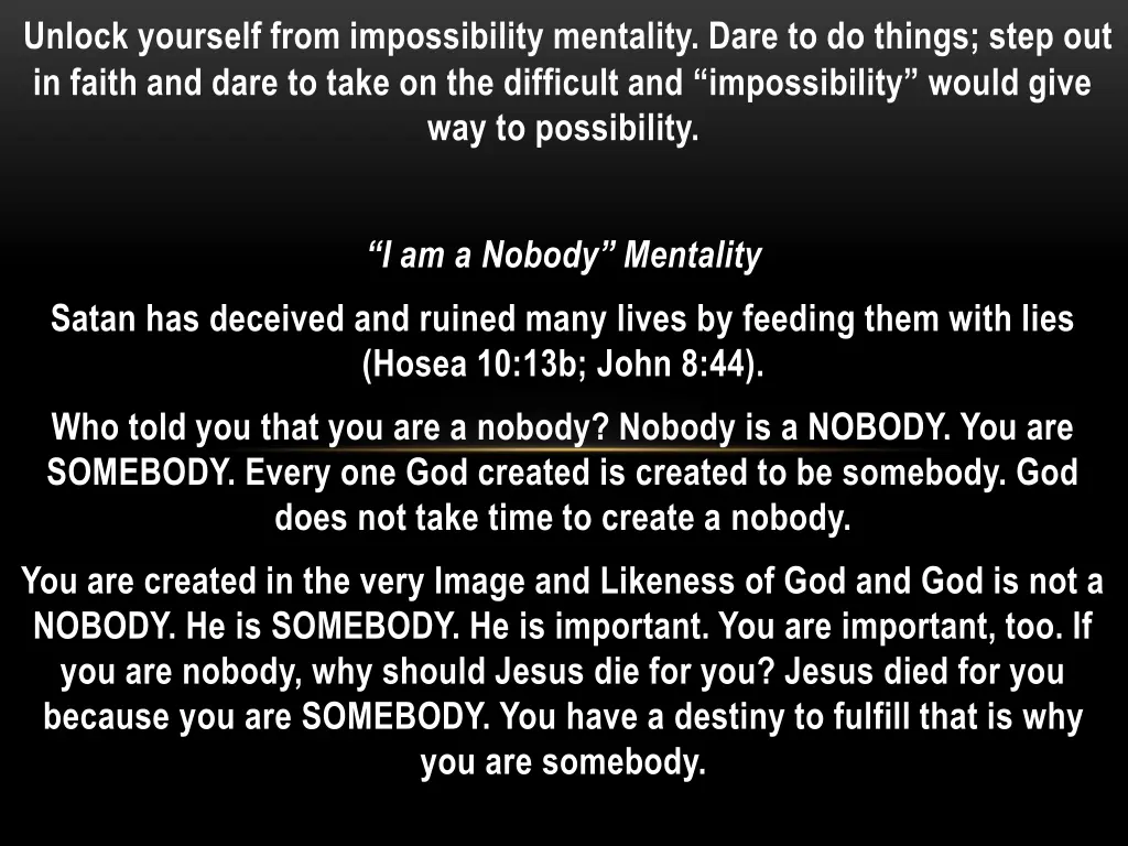 unlock yourself from impossibility mentality dare