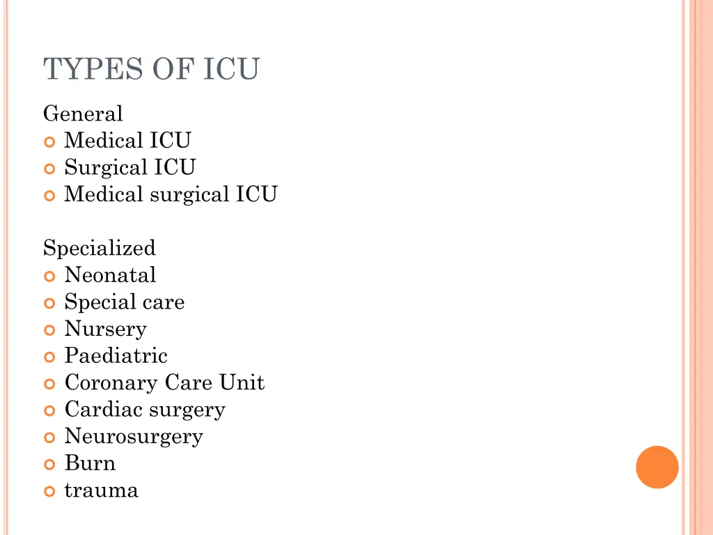 types of icu