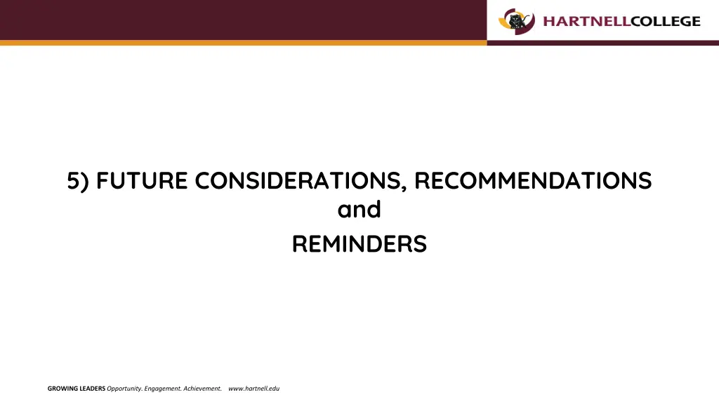 5 future considerations recommendations