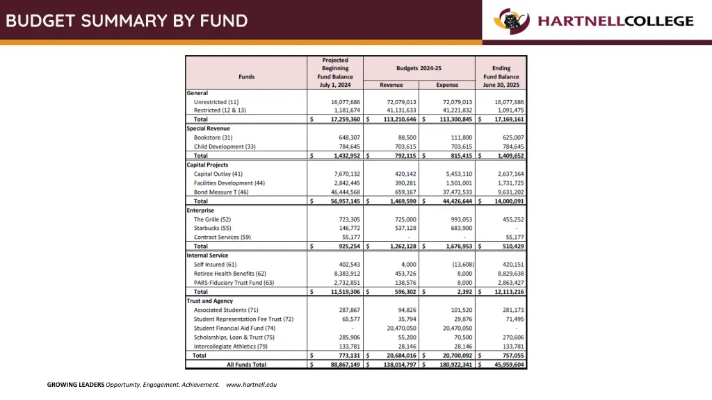 budget summary by fund