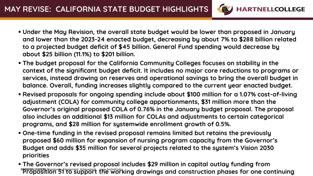 may revise california state budget highlights