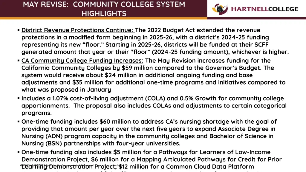 may revise community college system highlights