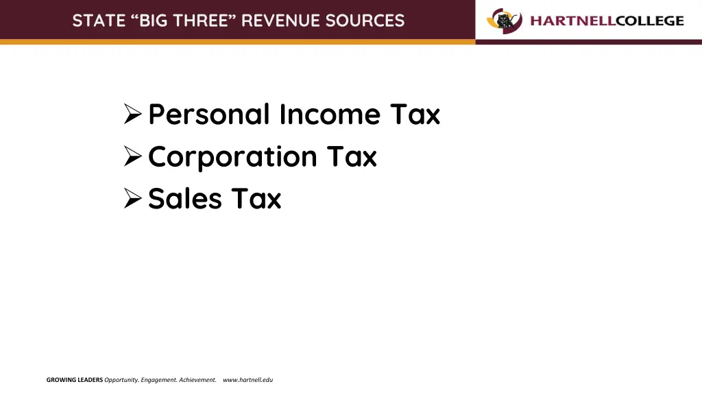 state big three revenue sources