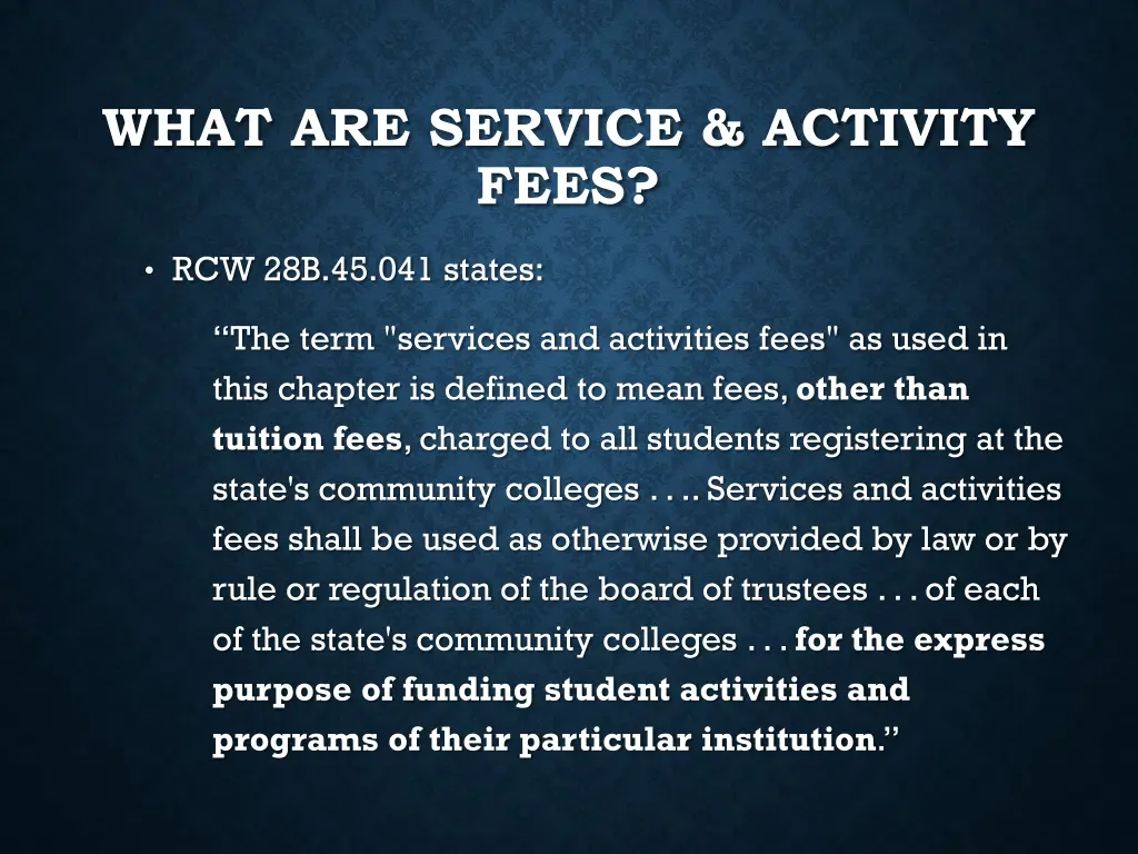 what are service activity fees