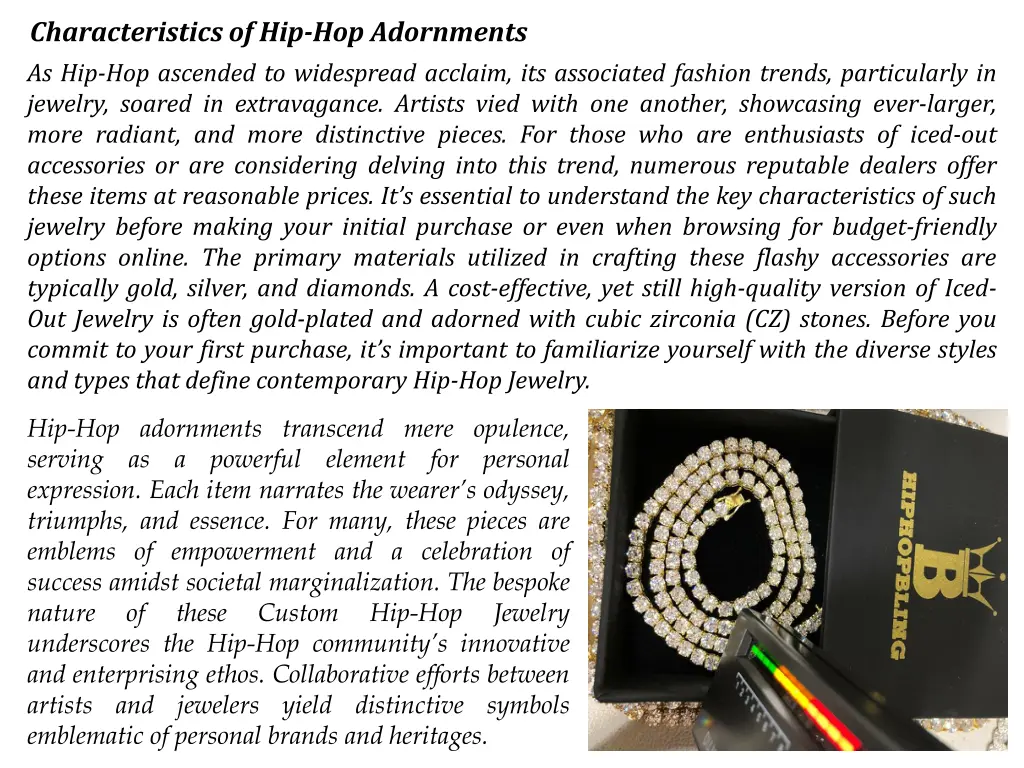 characteristics of hip hop adornments