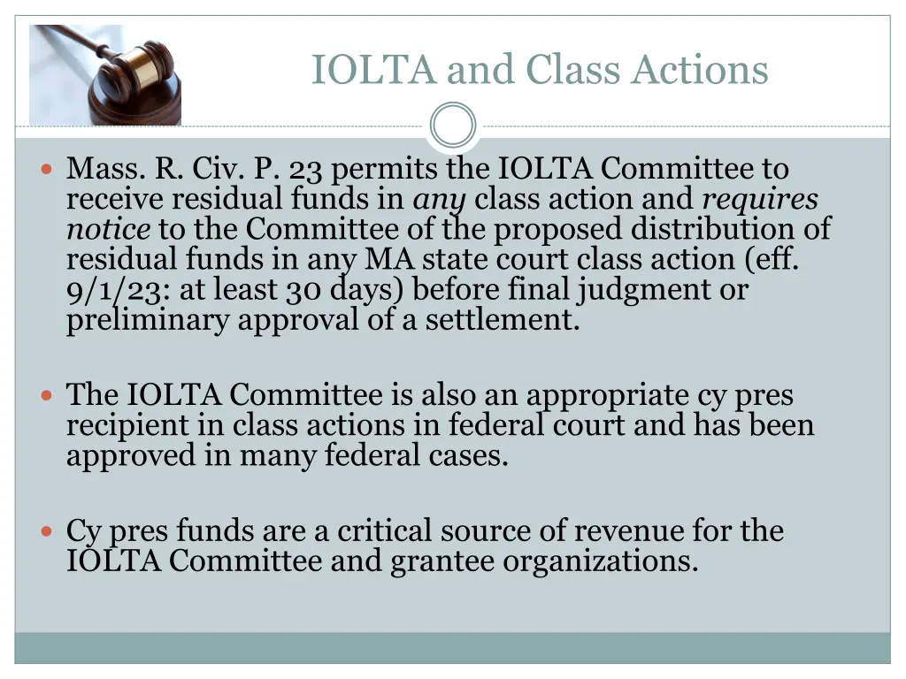 iolta and class actions