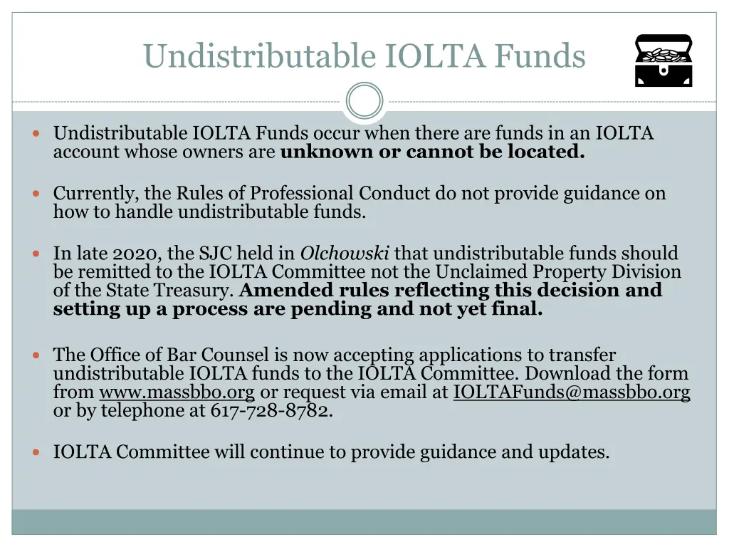 undistributable iolta funds