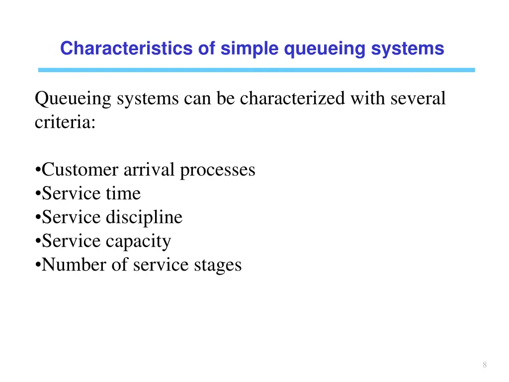 characteristics of simple queueing systems