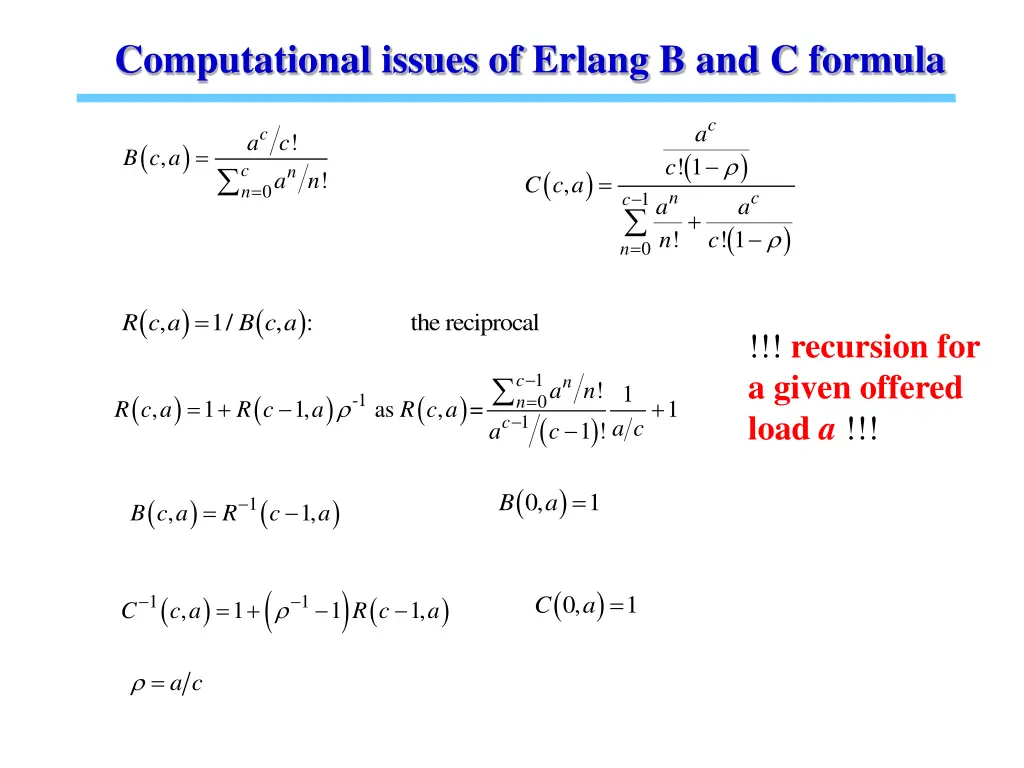 computational issues of erlang b and c formula