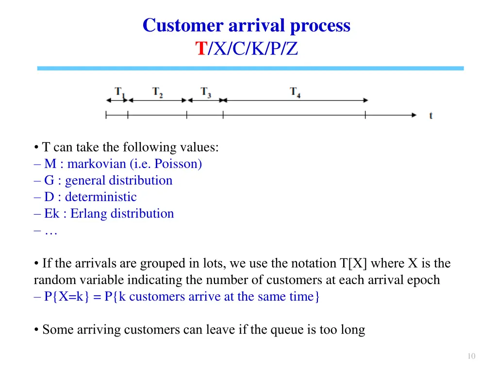 customer arrival process t x c k p z