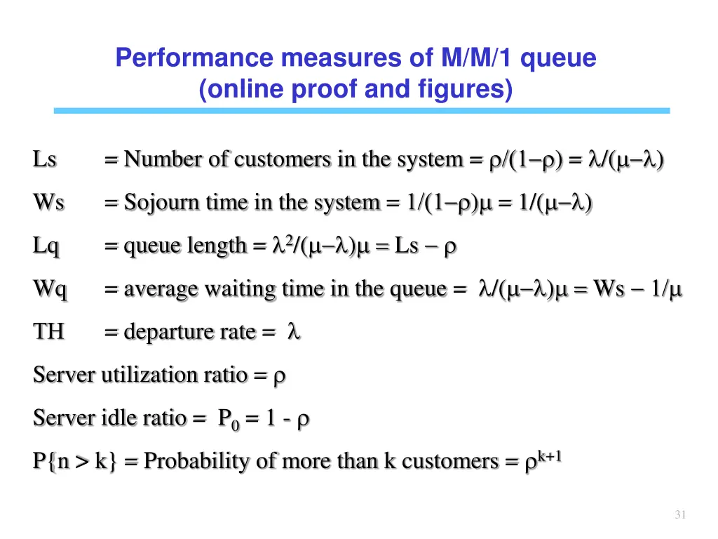 performance measures of m m 1 queue online proof