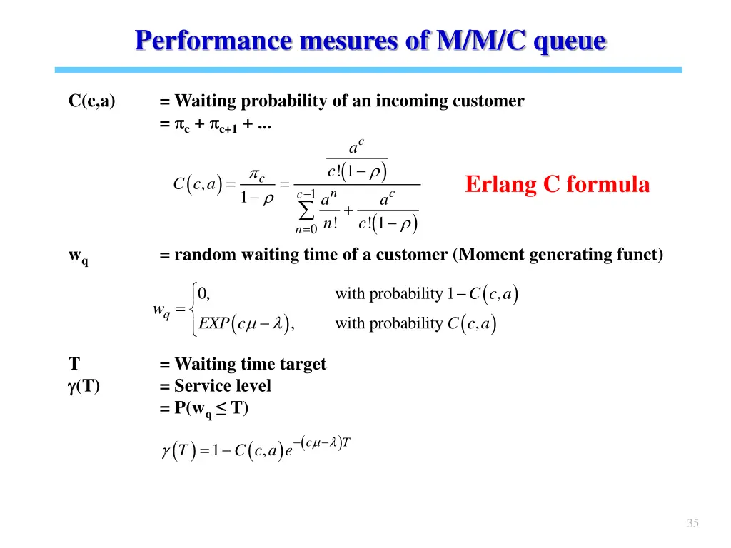 performance mesures of m m c queue 1