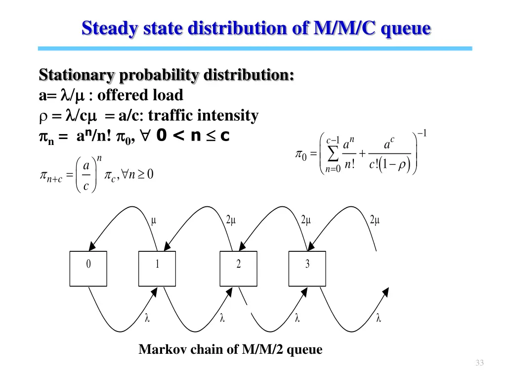 steady state distribution of m m c queue