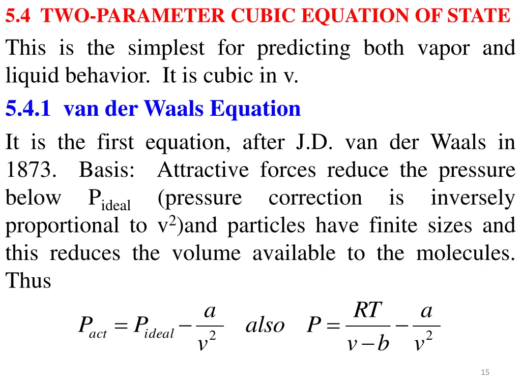 5 4 two parameter cubic equation of state this