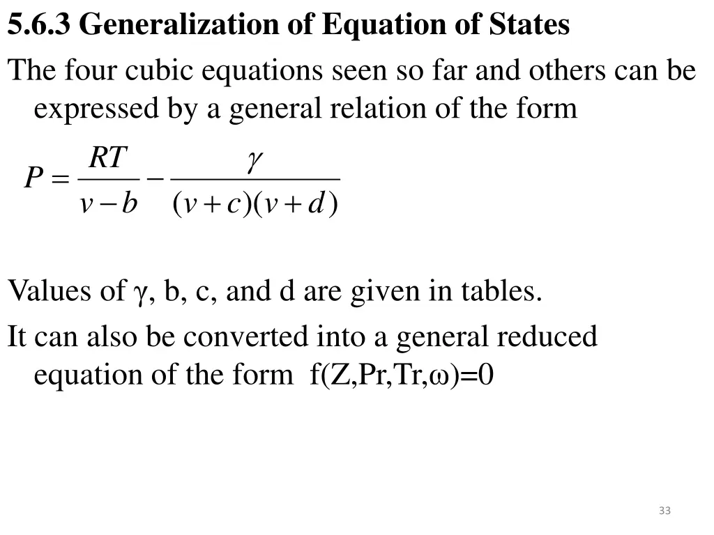 5 6 3 generalization of equation of states