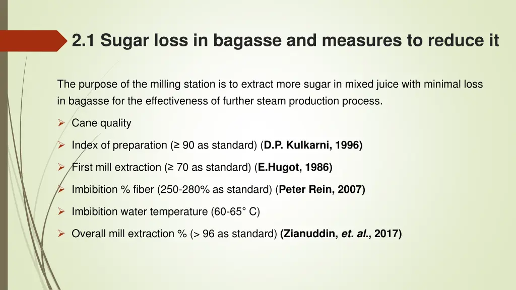 2 1 sugar loss in bagasse and measures to reduce