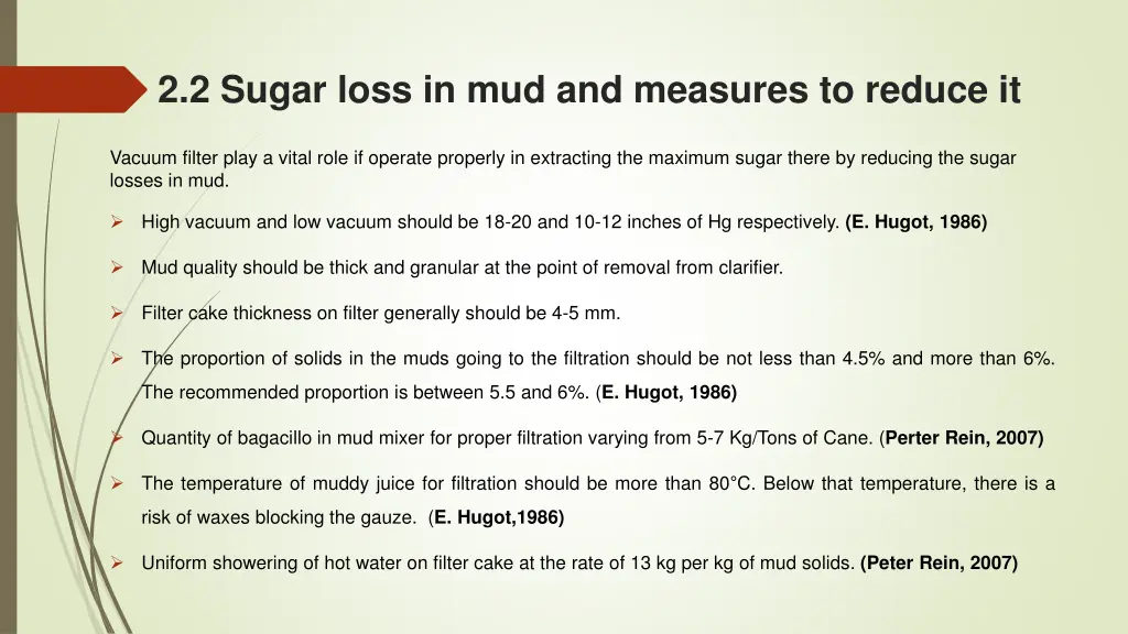 2 2 sugar loss in mud and measures to reduce it