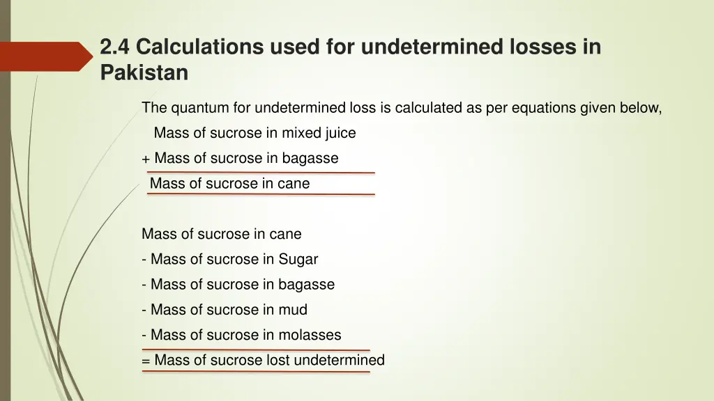 2 4 calculations used for undetermined losses