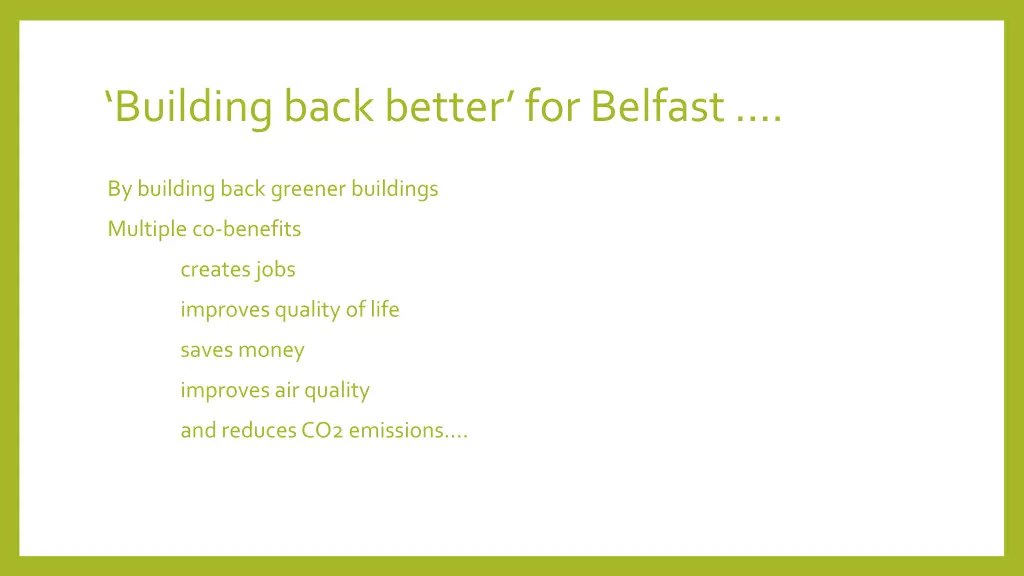 building back better for belfast