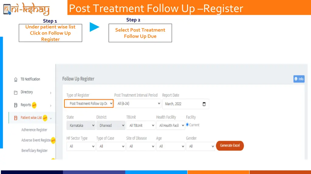 post treatment follow up register step 2