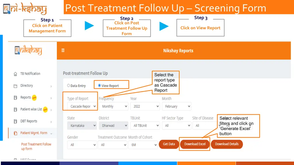 post treatment follow up screening form step 2