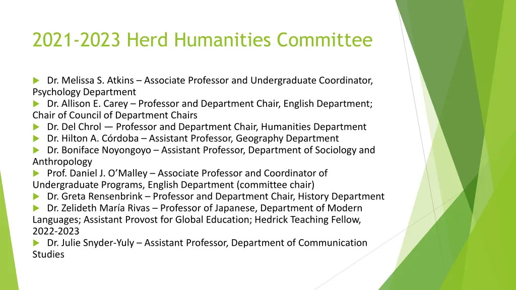 2021 2023 herd humanities committee