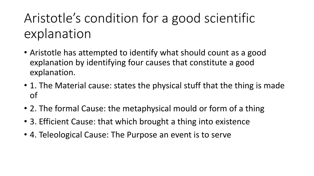 aristotle s condition for a good scientific