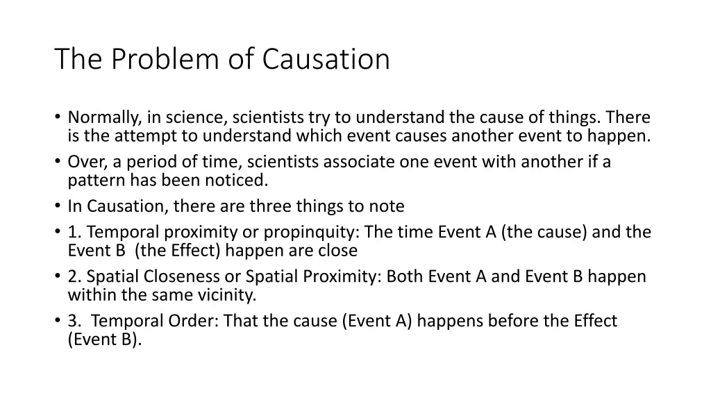 the problem of causation