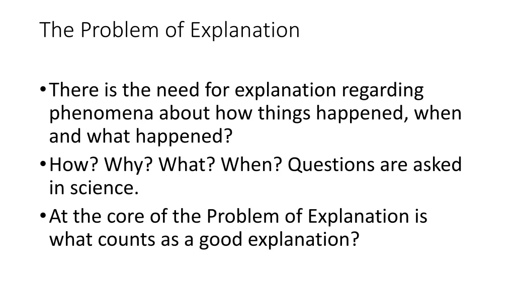 the problem of explanation