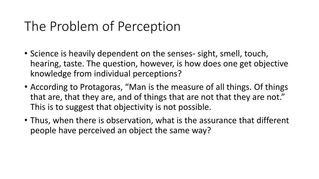 the problem of perception