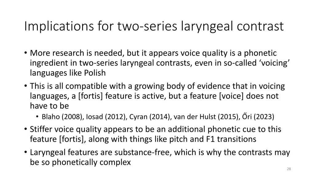 implications for two series laryngeal contrast