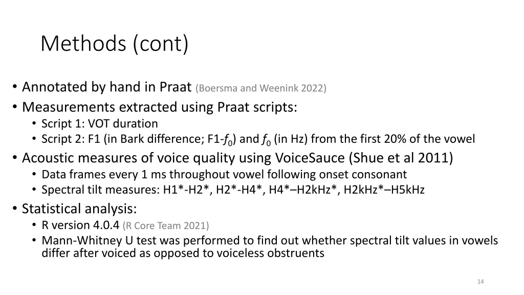 methods cont