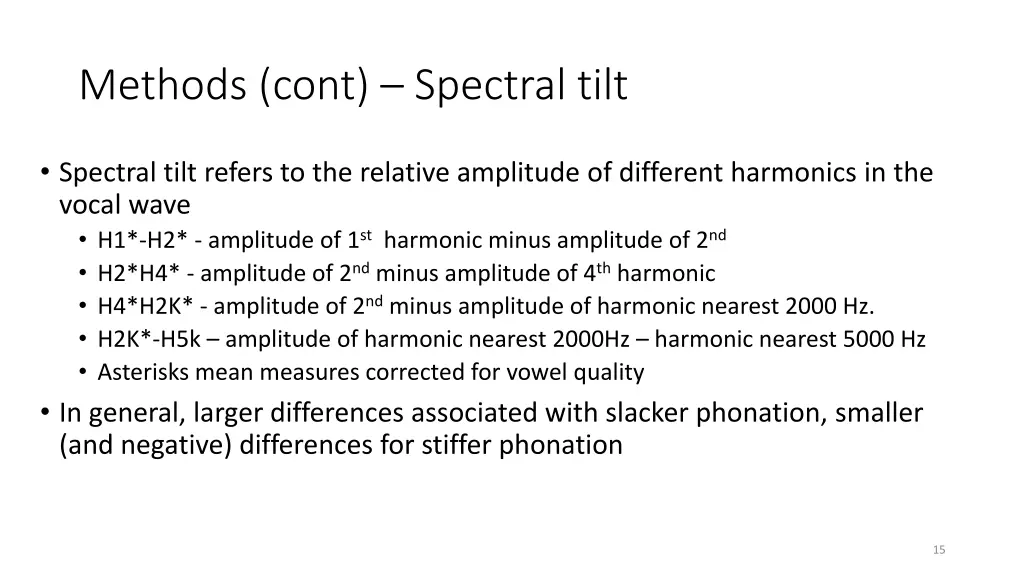 methods cont spectral tilt