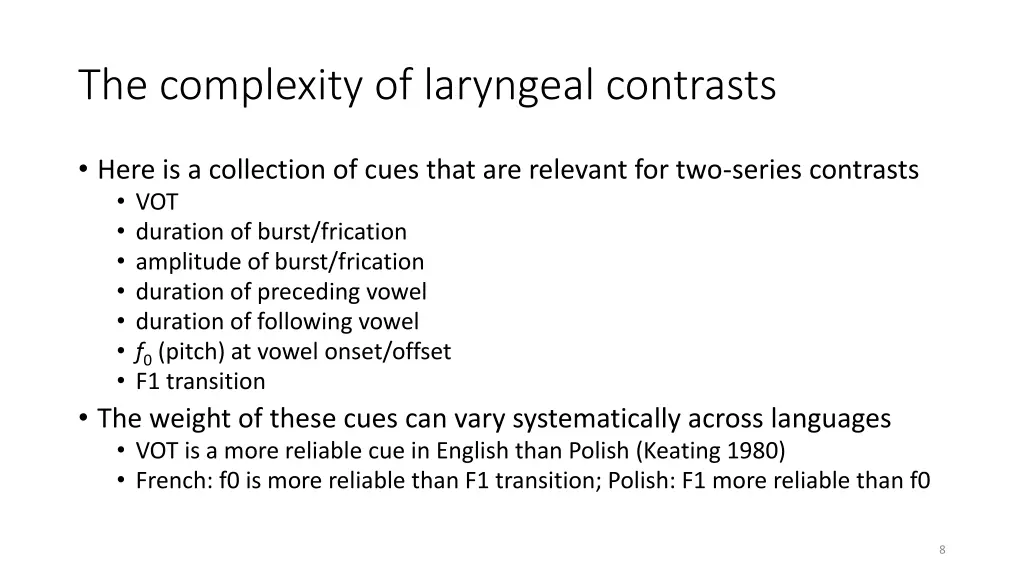 the complexity of laryngeal contrasts