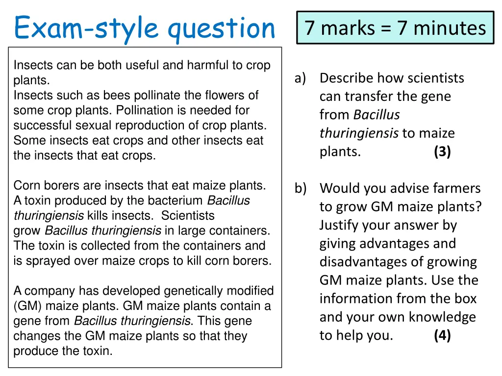 exam style question