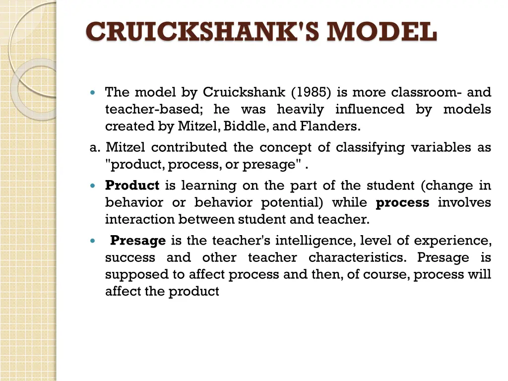 cruickshank s model