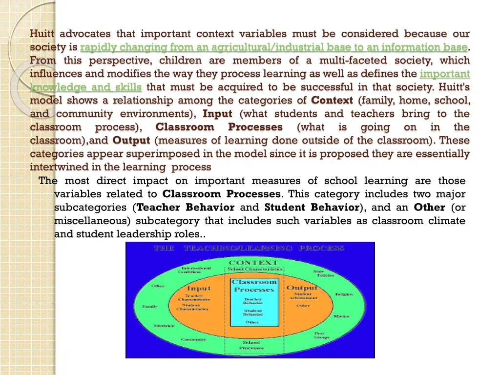 huitt advocates that important context variables