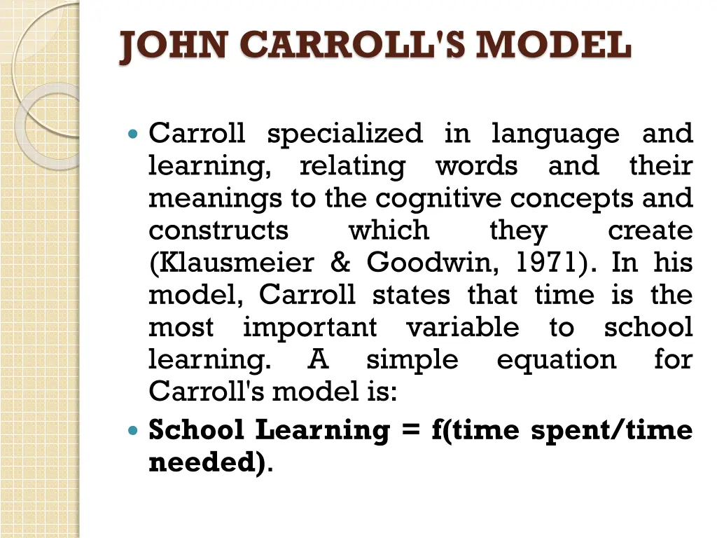 john carroll s model