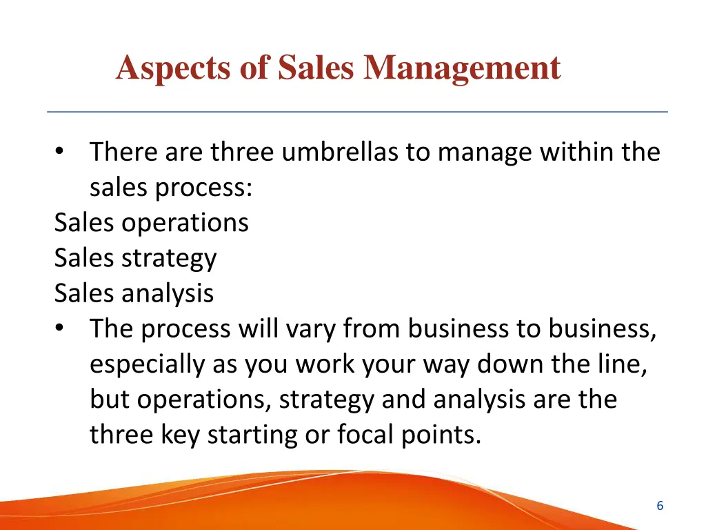 aspects of sales management