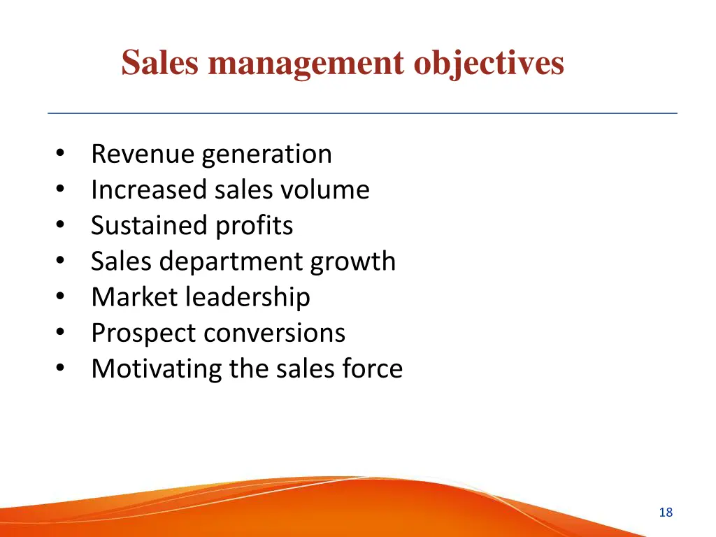 sales management objectives