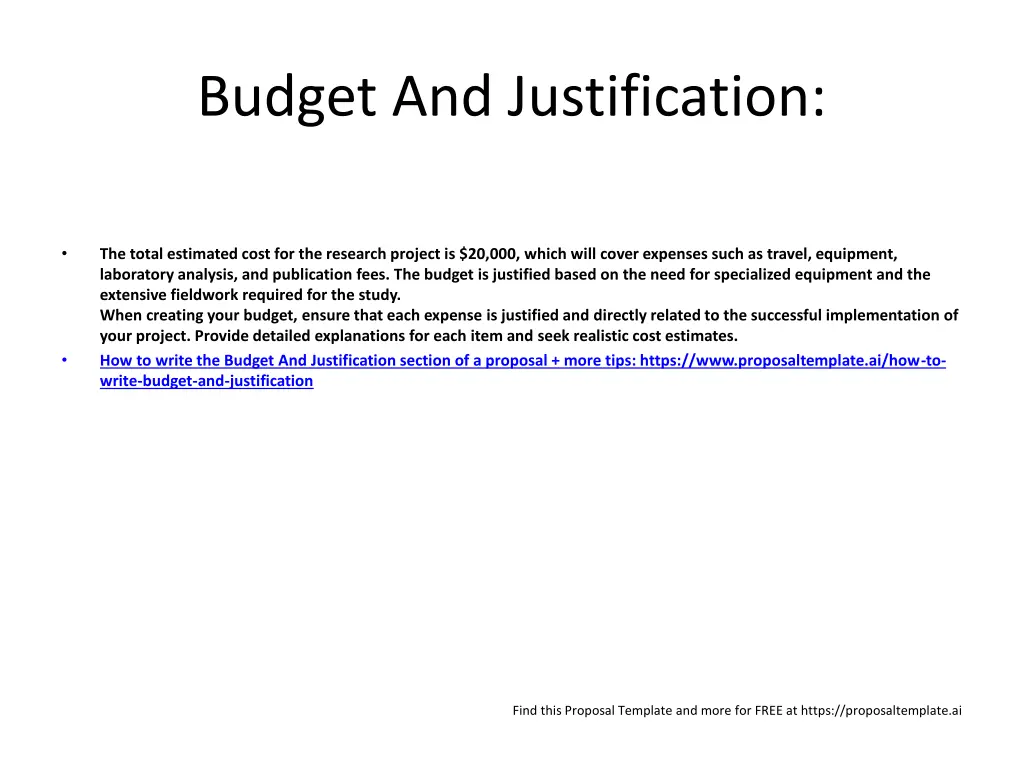 budget and justification