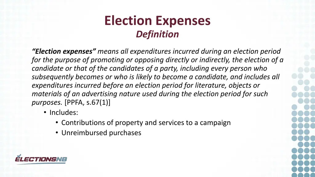 election expenses definition