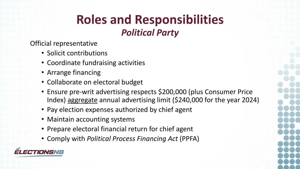 roles and responsibilities political party