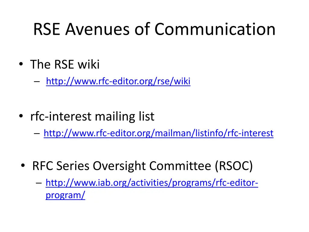 rse avenues of communication